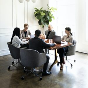 Happy business people in a meeting